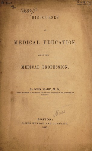 Cover for Discourses on medical education, and on the medical profession.