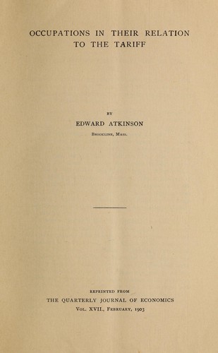 Cover for Occupations in their relation to the tariff.