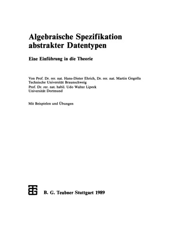 Cover for Algebraische Spezifikation abstrakter Datentypen