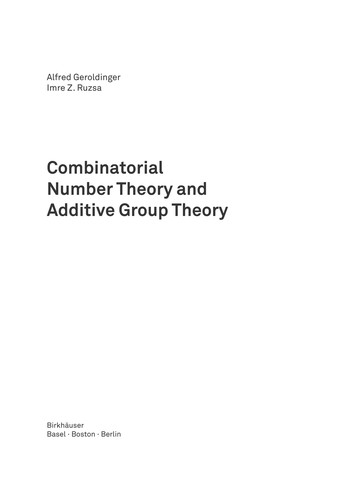 Cover for Combinatorial number theory and additive group theory