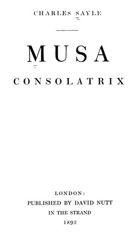Cover for Musa consolatrix