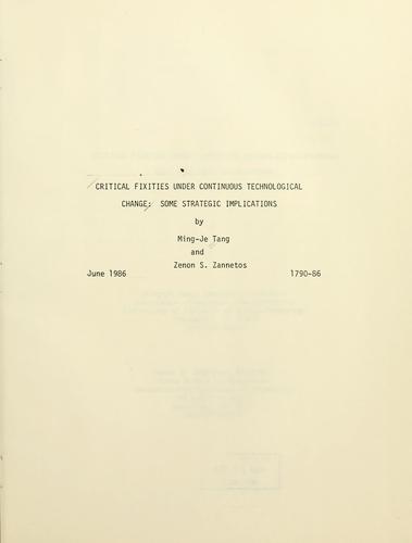 Cover for Critical fixities under continuous technological change
