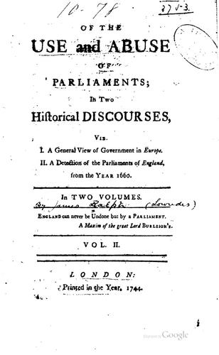 Cover for Of the use and abuse of parliaments