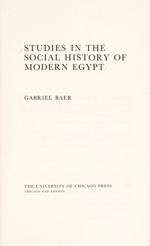 Cover for Studies in the social history of modern Egypt