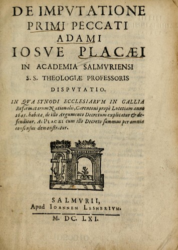 Cover for De imputatione primi peccati Adami