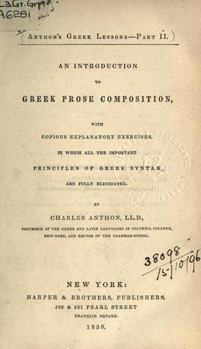 Cover for An introduction to Greek prose composition