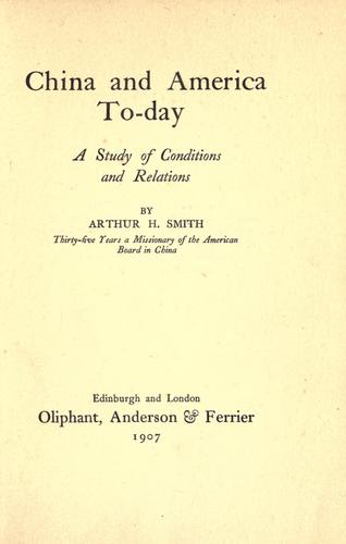 Cover for China and America to-day
