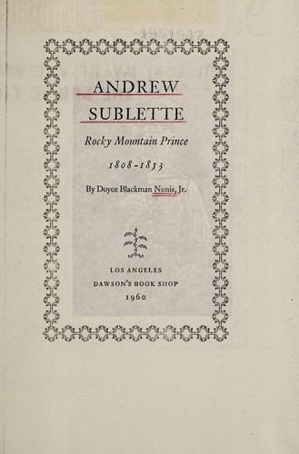 Cover for Andrew Sublette