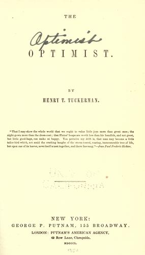 Cover for The optimist.