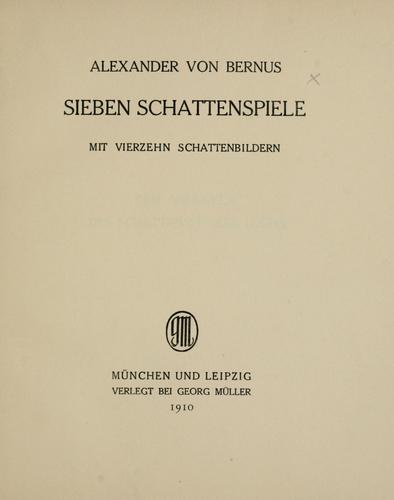 Cover for Sieben Schattenspiele.