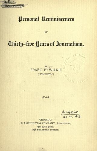 Cover for Personal reminiscences of thirty-five years of journalism.