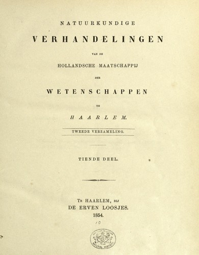 Cover for Natuurkundige verhandelingen van de Bataafsche Hollandsche Maatschappye der Wetenschappen te Haarlem