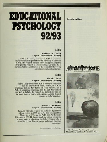 Cover for Educational Psychology, 92/93 (Annual Editions)