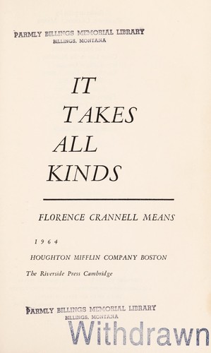 Cover for It takes all kinds
