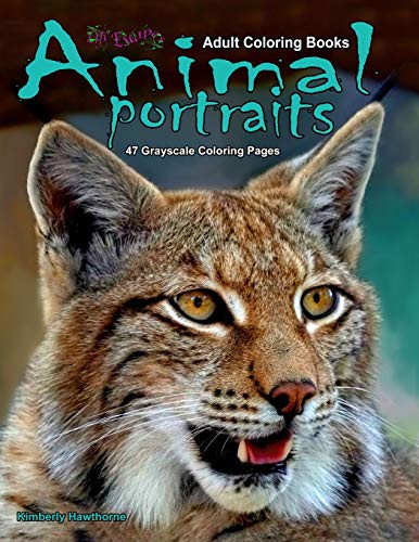 Cover for Adult Coloring Books Animal Portraits 47 Grayscale Coloring Pages