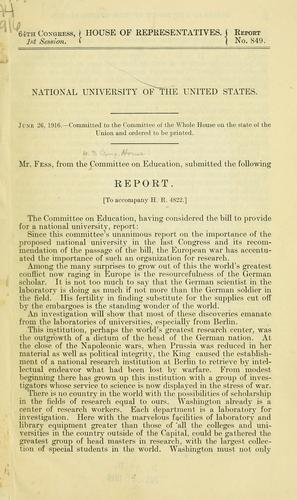 Cover for National university of the United States ...