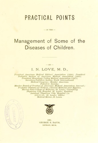 Cover for Practical points in the management of some of the diseases of children