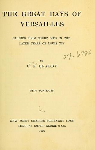Cover for The great days of Versailles