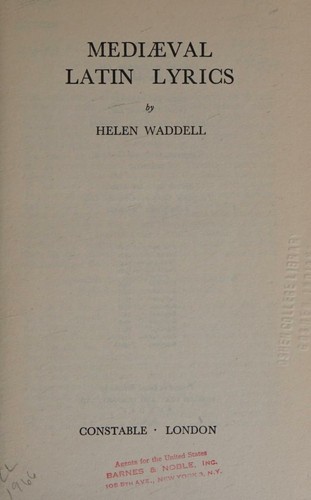 Cover for Mediaeval Latin Lyrics