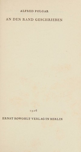 Cover for An den Rand geschrieben