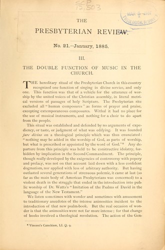 Cover for The double function of music in the church
