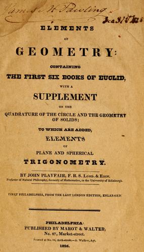 Cover for Elements of geometry