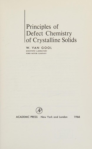 Cover for Principles of Defect Chemistry of Crystalline Solids