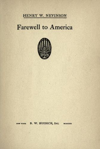 Cover for Farewell to America.