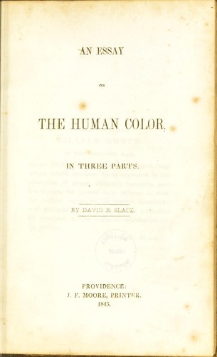 Cover for An essay on the human color