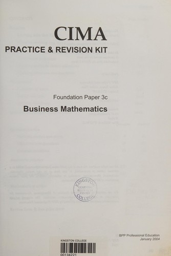 Cover for Cima Paper 3c Business Mathematics
