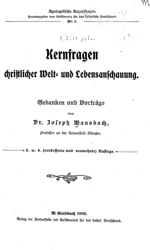 Cover for Kernfragen christlicher Welt- und Lebensanschauung