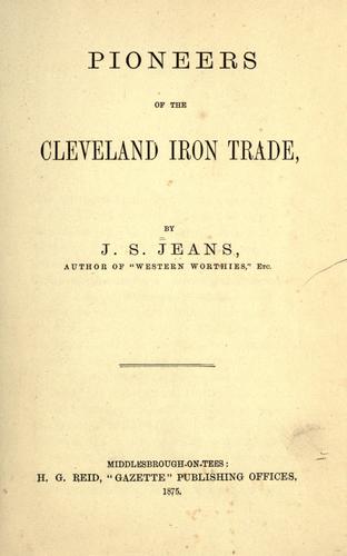 Cover for Pioneers of the Cleveland iron trade