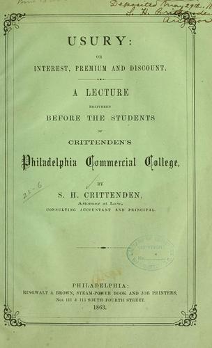 Cover for Usury