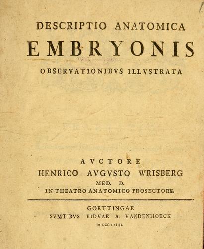 Cover for Descriptio anatomica embryonis observationibus illustrata