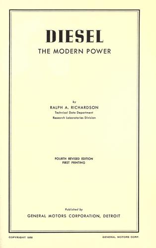 Cover for Diesel, the modern power.