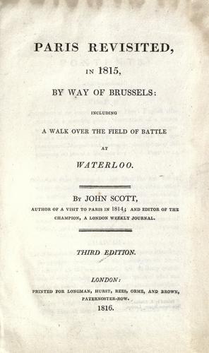 Cover for Paris revisited, in 1815, by way of Brussels