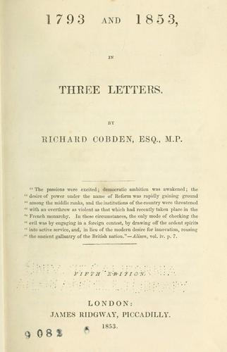 Cover for 1793 and 1853, in three letters