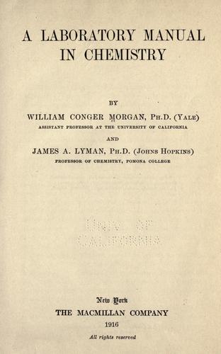 Cover for A laboratory manual in chemistry