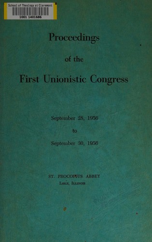 Cover for Proceedings of the First Unionistic Congress