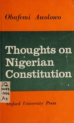 Cover for Thoughts on Nigerian constitution.