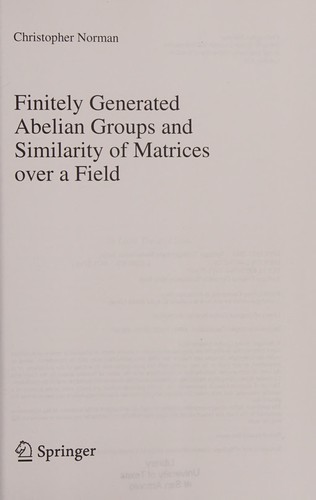Cover for Finitely Generated Abelian Groups and Similarity of Matrices over a Field