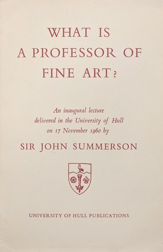 Cover for What Is a Professor of Fine Art?