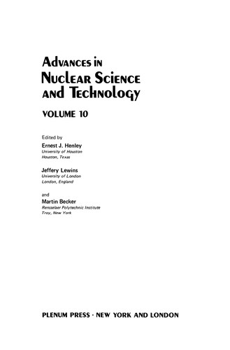 Cover for Advances in Nuclear Science and Technology