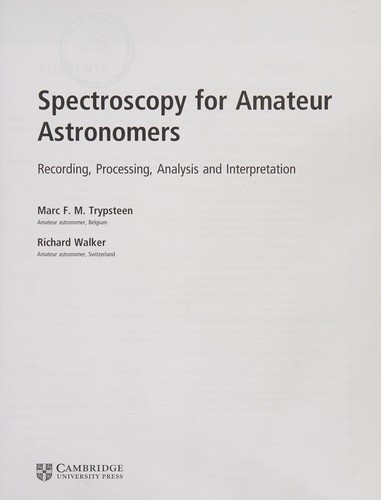 Cover for Spectroscopy for Amateur Astronomers