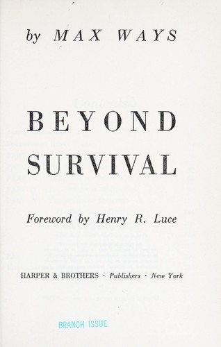 Cover for Beyond survival.