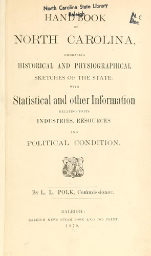 Cover for Hand book of North Carolina