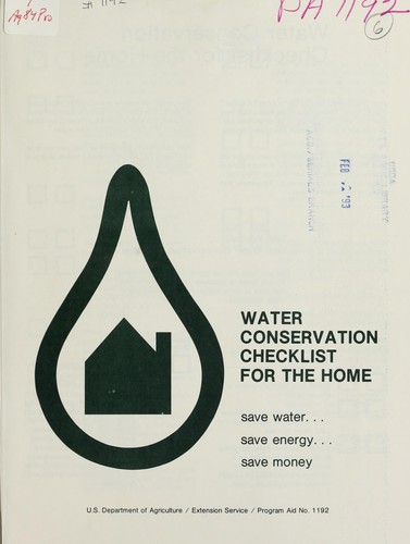 Cover for Water conservation checklist for the home: save water, save energy, save money