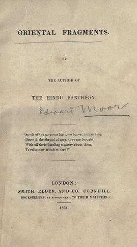 Cover for Oriental fragments.