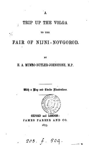 Cover for trip up the Volga to the fair of Nijni-Novgorod.