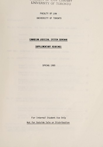 Cover for Canadian judicial system seminar